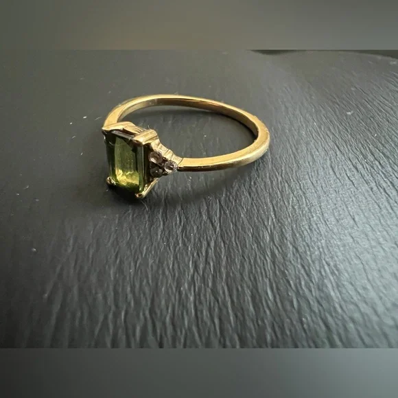Aurate Vintage Inspired Emerald Cut ring green tourmaline 6 - Picture 3 of 7